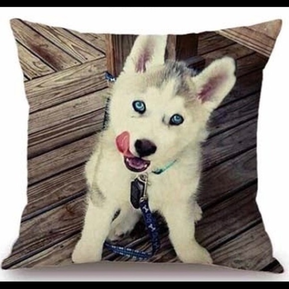 Alaskan Husky pup Throw Pillow Cover.